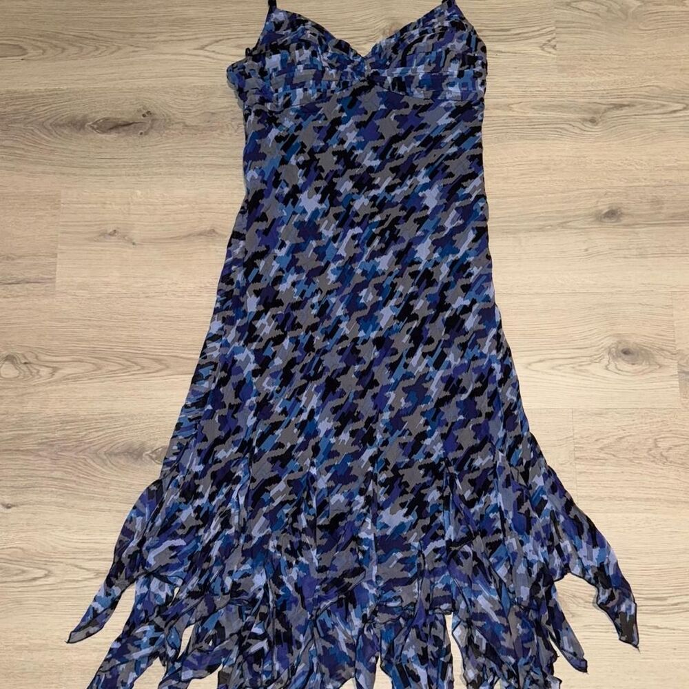 Sangria blue fairy dress with fringes Size 14